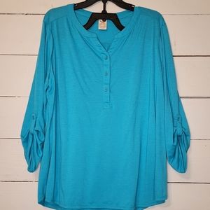 Faded Glory 3/4 sleeve, half button down, 2X